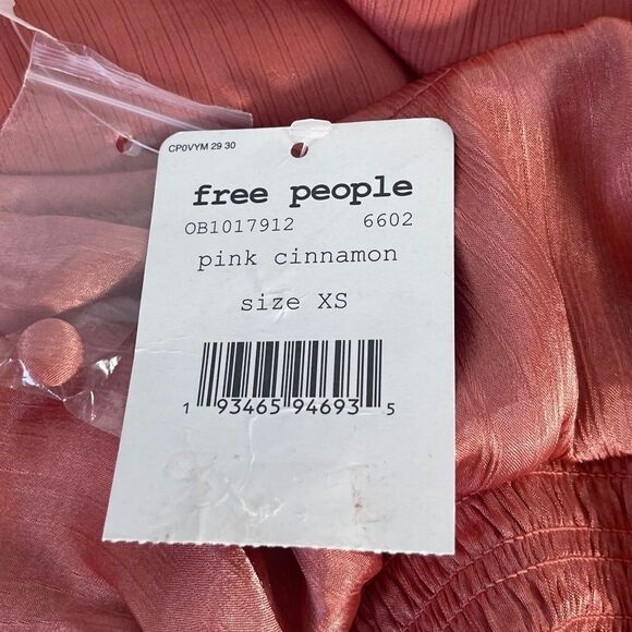 Free People Santiago NWT Pink Cinnamon Puff Shoulder Crop Top Sz XS - Picture 9 of 12